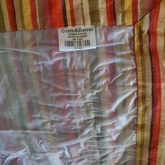 Crate & Barrel VTG Samba Stripe Table Cloth Picnic Blanket Multicolor 60x60" - Picture 3 of 4